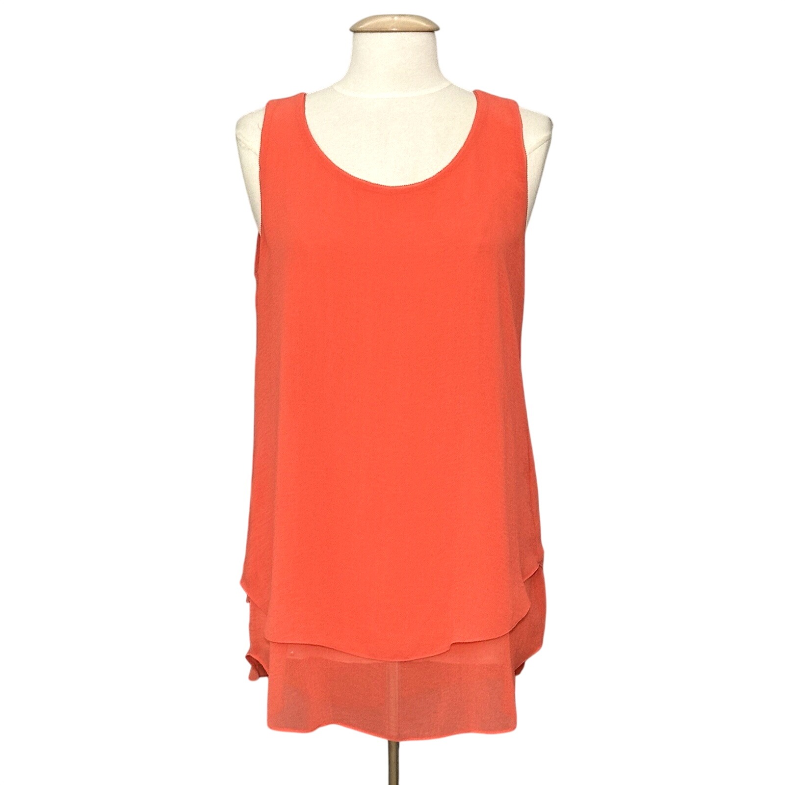 Soft Surroundings Womens Pm Coral Orange Layered Sleeveless Tank Top 3ej64